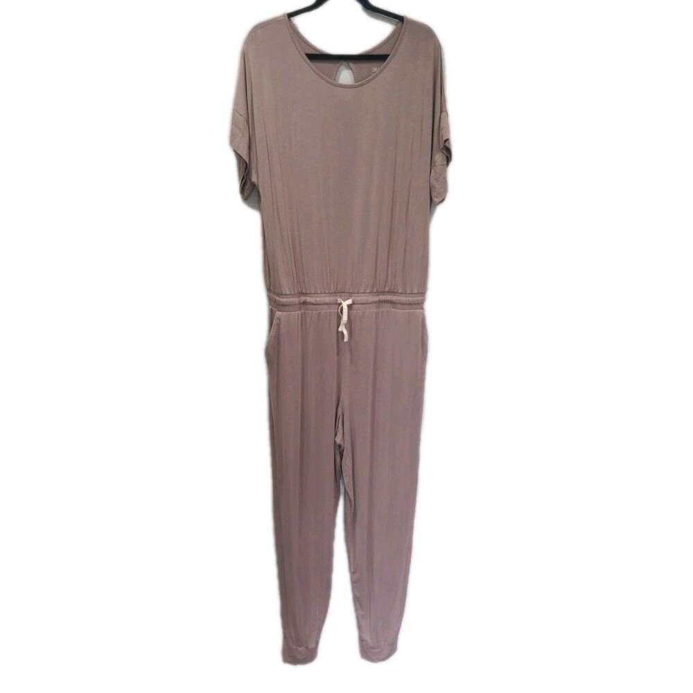 Albion Womens Jogger Jumpsuit SS Size XL Brown Stretch Casual Athleisure